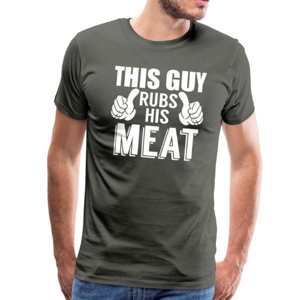 This Guy Rubs His Meat Funny BBQ Men's Premium T-Shirt - asphalt gray