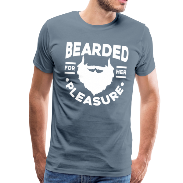 Bearded for Her Pleasure Funny Men's Premium T-Shirt - steel blue