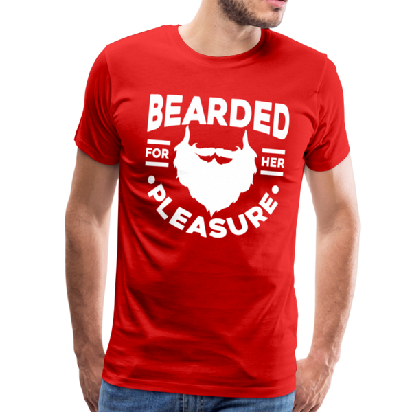 Bearded for Her Pleasure Funny Men's Premium T-Shirt - red