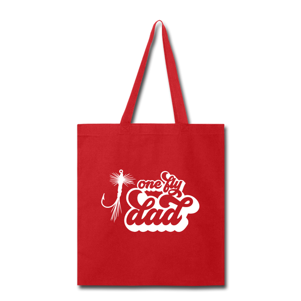 One Fly Dad Fly Fishing Tote Bag - red