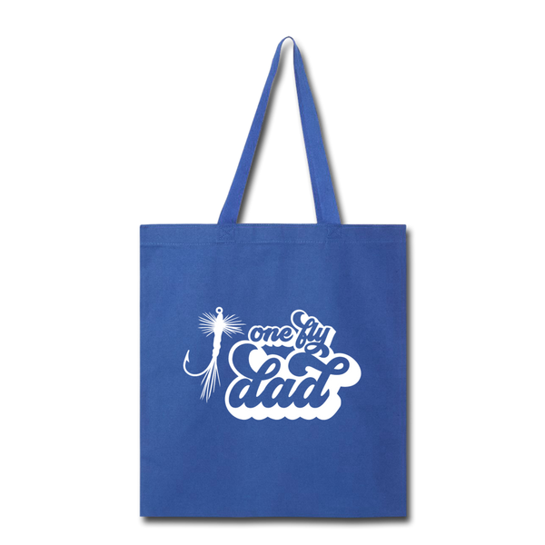 One Fly Dad Fly Fishing Tote Bag - royal blue