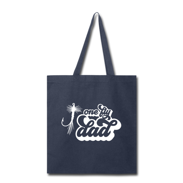 One Fly Dad Fly Fishing Tote Bag - navy