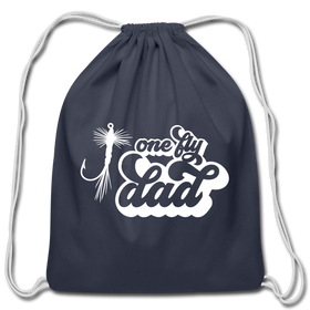 One Fly Dad Fly Fishing Cotton Drawstring Bag