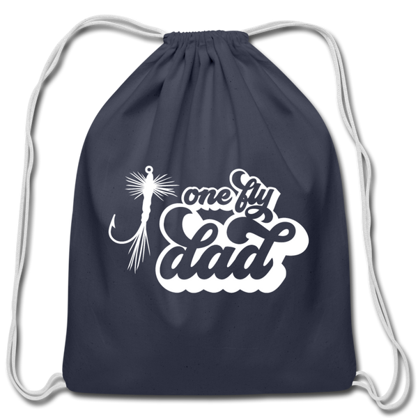 One Fly Dad Fly Fishing Cotton Drawstring Bag - navy