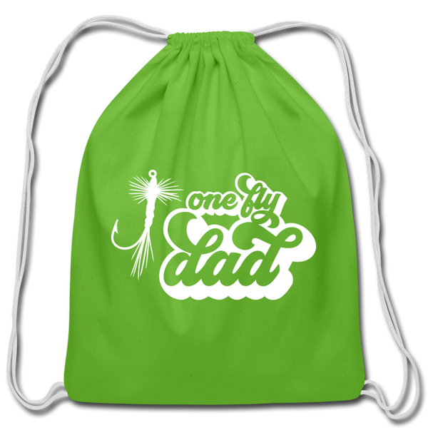 One Fly Dad Fly Fishing Cotton Drawstring Bag - clover