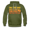 I'm the Dad First I Light the Fire Then I Grill the Things BBQ Men’s Premium Hoodie - olive green