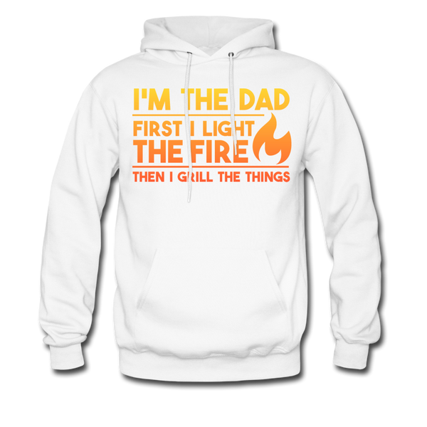 I'm the Dad First I Light the Fire Then I Grill the Meat Men's Hoodie - white