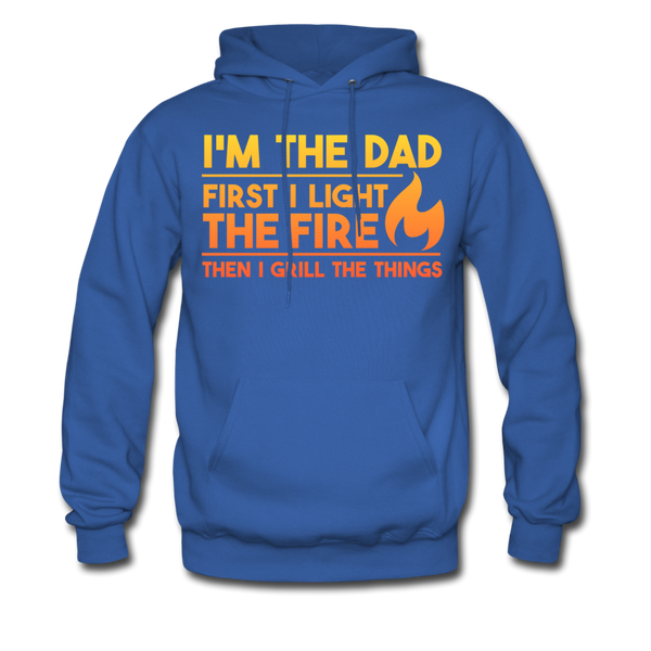 I'm the Dad First I Light the Fire Then I Grill the Meat Men's Hoodie - royal blue
