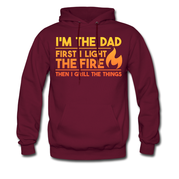 I'm the Dad First I Light the Fire Then I Grill the Meat Men's Hoodie - burgundy