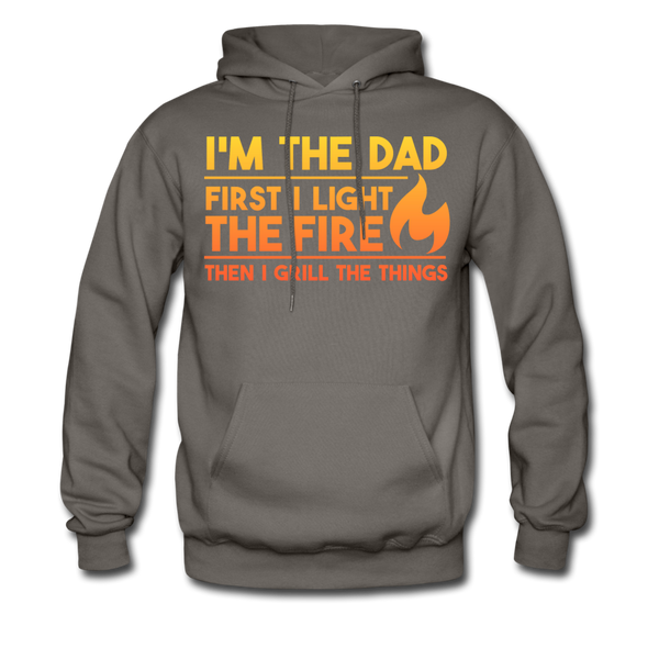 I'm the Dad First I Light the Fire Then I Grill the Meat Men's Hoodie - asphalt gray