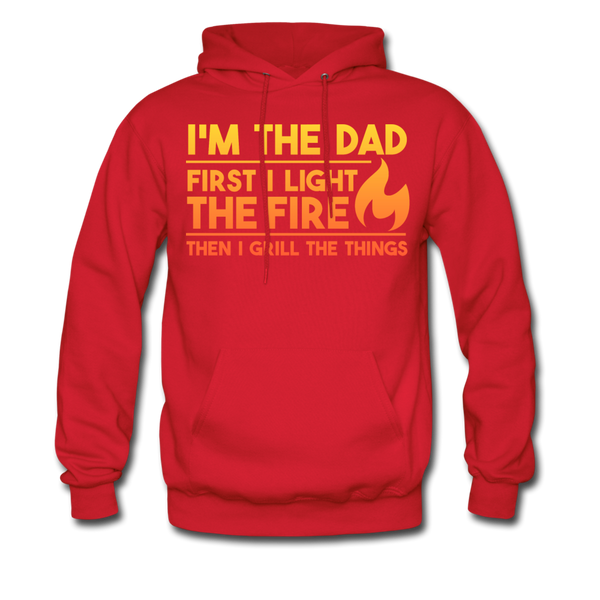 I'm the Dad First I Light the Fire Then I Grill the Meat Men's Hoodie - red