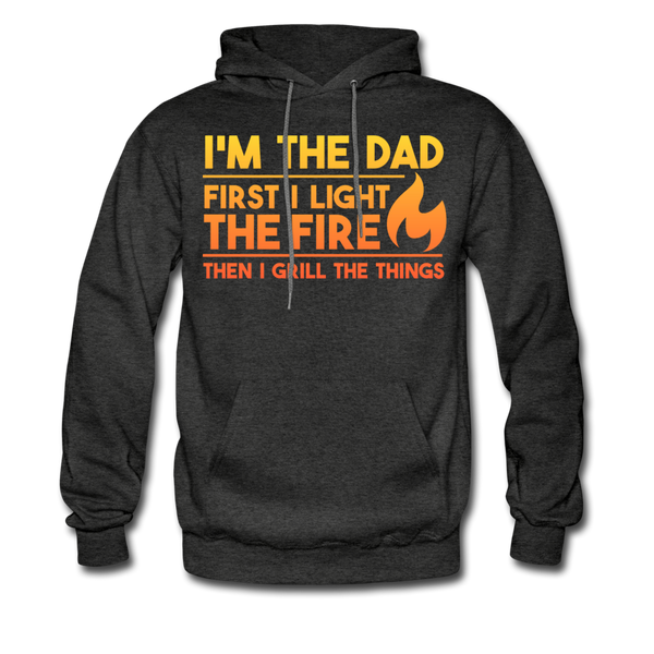 I'm the Dad First I Light the Fire Then I Grill the Meat Men's Hoodie - charcoal gray