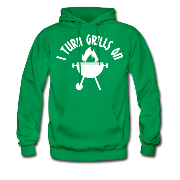I Turn Grills On Funny BBQ Men's Hoodie - kelly green