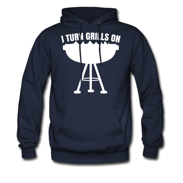 I Turn Grills On Funny BBQ Grilling Men's Hoodie - navy