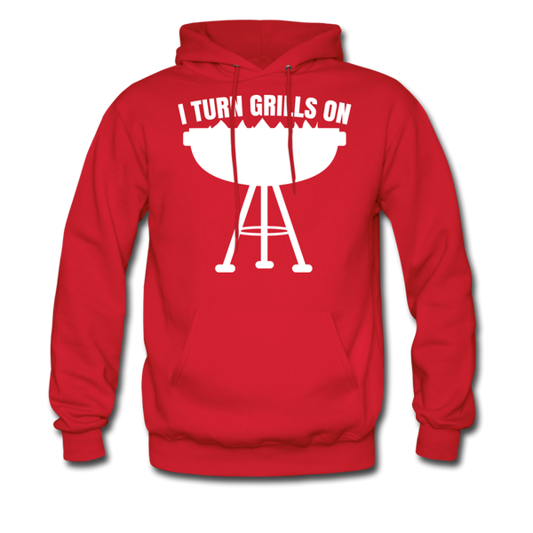 I Turn Grills On Funny BBQ Grilling Men's Hoodie - red