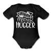 Little Mother Hugger Funny Organic Short Sleeve Baby Bodysuit - black
