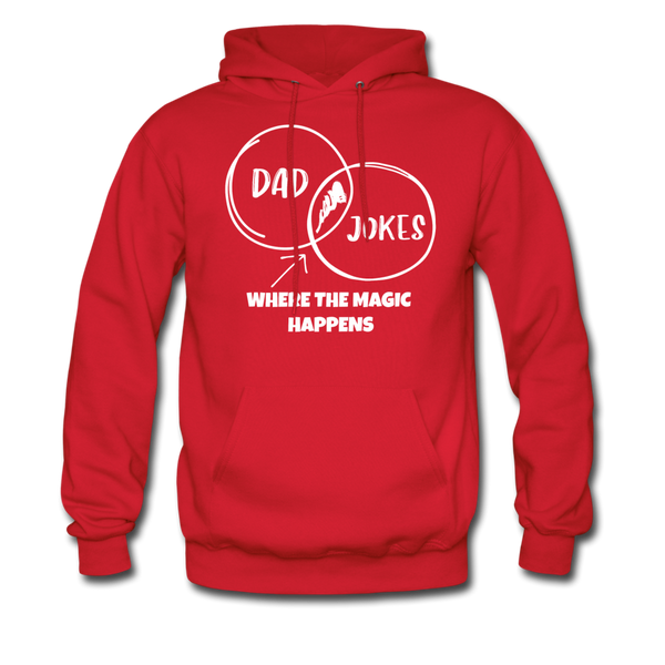 Dad Jokes Where the Magic Happens Funny Men's Hoodie - red