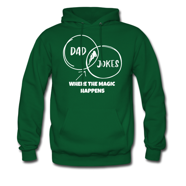 Dad Jokes Where the Magic Happens Funny Men's Hoodie - forest green