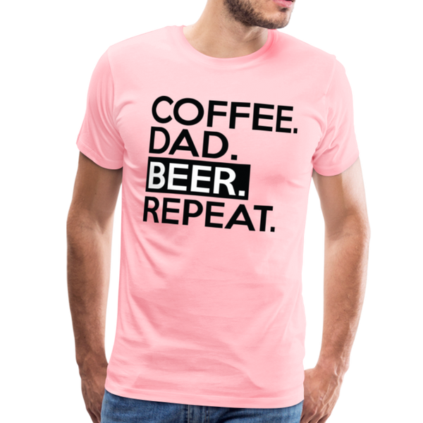 Coffee. Dad. Beer, Repeat. Funny Men's Premium T-Shirt - pink