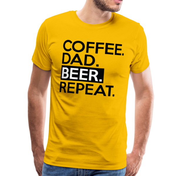 Coffee. Dad. Beer, Repeat. Funny Men's Premium T-Shirt - sun yellow