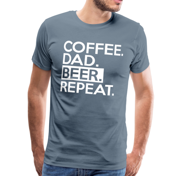 Coffee. Dad. Beer, Repeat. Funny Men's Premium T-Shirt - steel blue