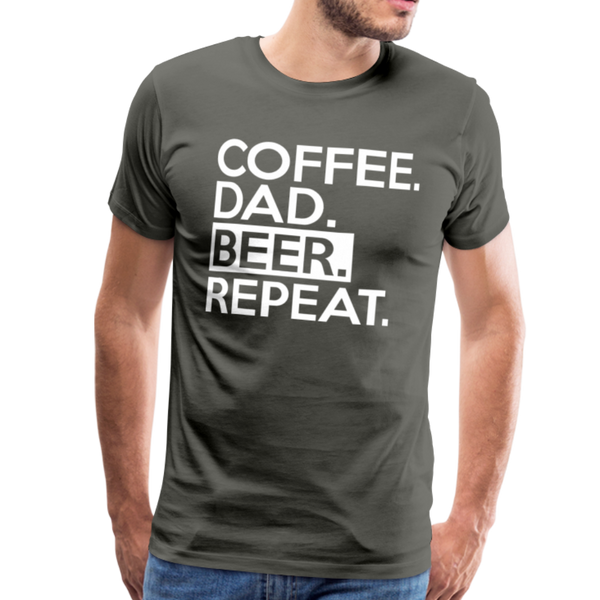 Coffee. Dad. Beer, Repeat. Funny Men's Premium T-Shirt - asphalt gray