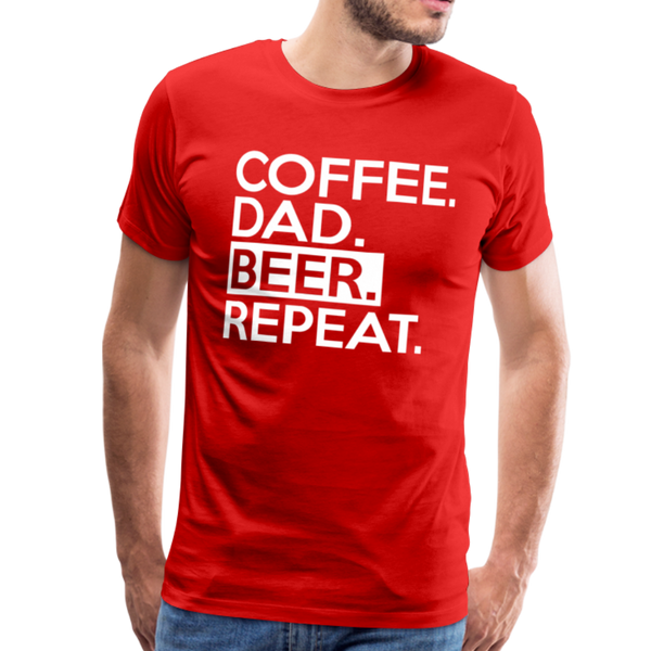 Coffee. Dad. Beer, Repeat. Funny Men's Premium T-Shirt - red