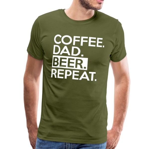 Coffee. Dad. Beer, Repeat. Funny Men's Premium T-Shirt - olive green