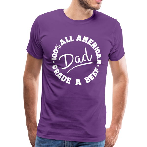 All American Dad 100% Grade A Beef Funny BBQ Men's Premium T-Shirt - purple