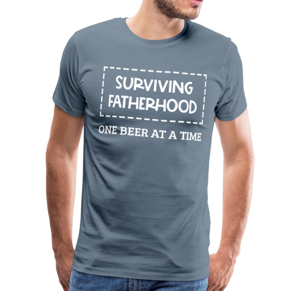 Surviving Fatherhood One Beer at a Time Men's Premium T-Shirt - steel blue