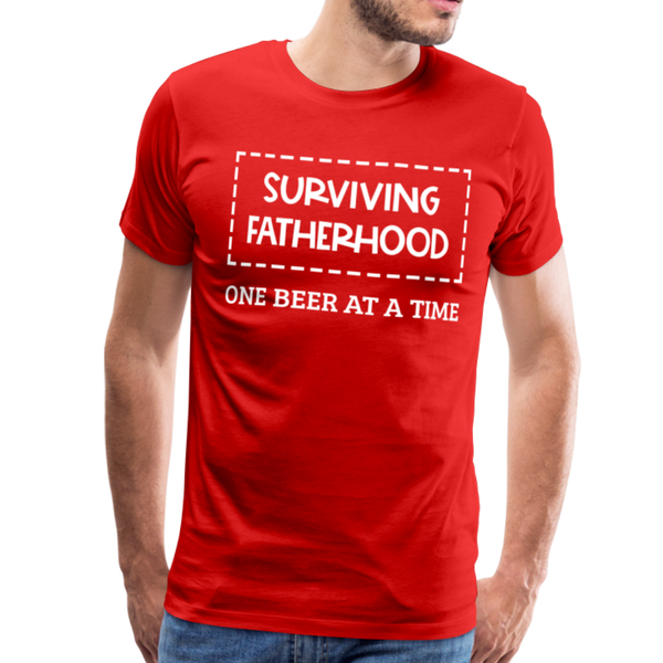 Surviving Fatherhood One Beer at a Time Men's Premium T-Shirt - red