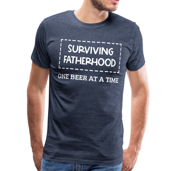 Surviving Fatherhood One Beer at a Time Men's Premium T-Shirt - heather blue