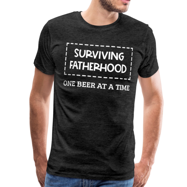 Surviving Fatherhood One Beer at a Time Men's Premium T-Shirt - charcoal gray