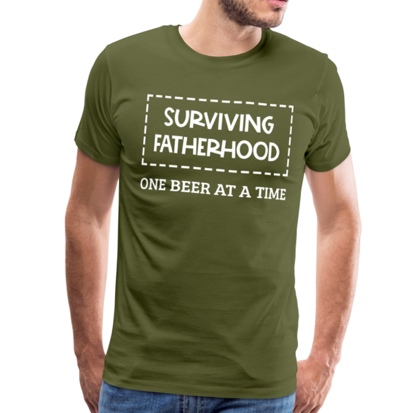 Surviving Fatherhood One Beer at a Time Men's Premium T-Shirt - olive green