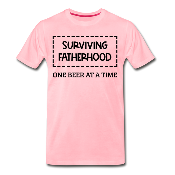 Surviving Fatherhood One Beer at a Time Men's Premium T-Shirt - pink