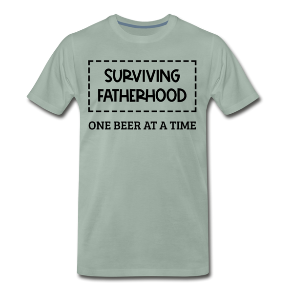 Surviving Fatherhood One Beer at a Time Men's Premium T-Shirt - steel green