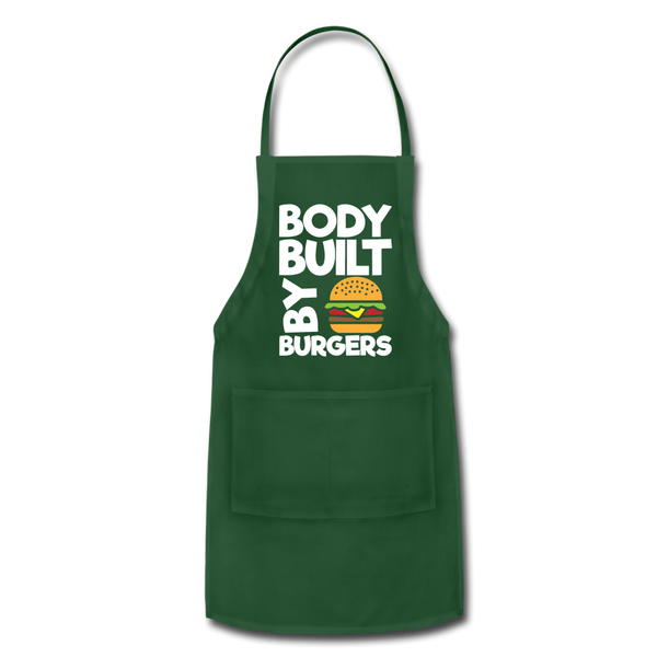 Body Built By Burgers Funny BBQ Adjustable Apron - forest green