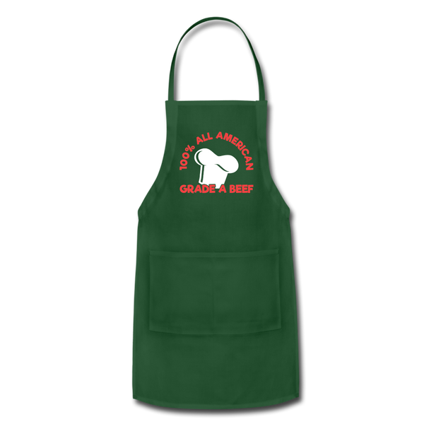 100% All American Grade A Beef Funny BBQ Adjustable Apron - forest green