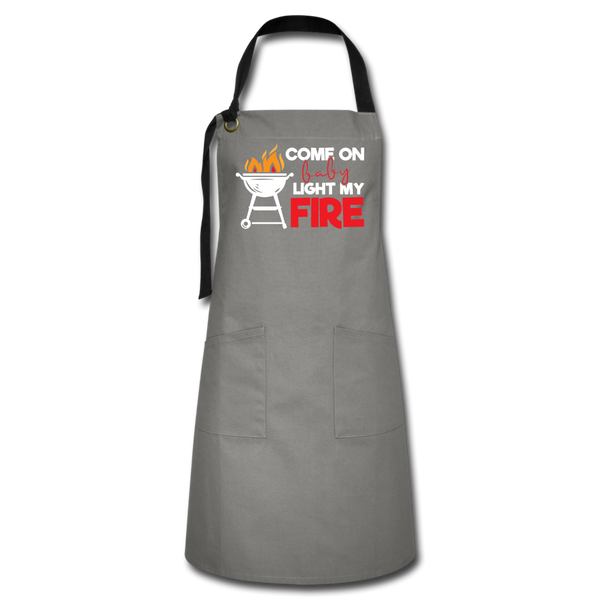 Come on Baby Light My Fire Funny BBQ Artisan Apron - gray/black