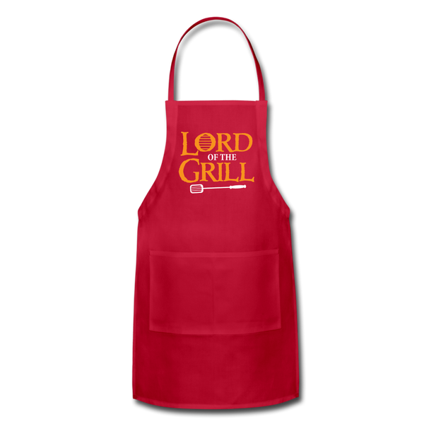 Lord of The Grill Funny Geek BBQ Adjustable Apron - red