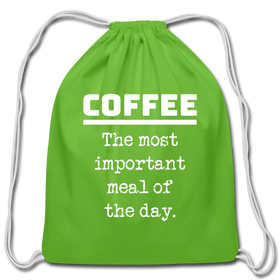 Coffee The Most Important Meal of the Day Funny Cotton Drawstring Bag