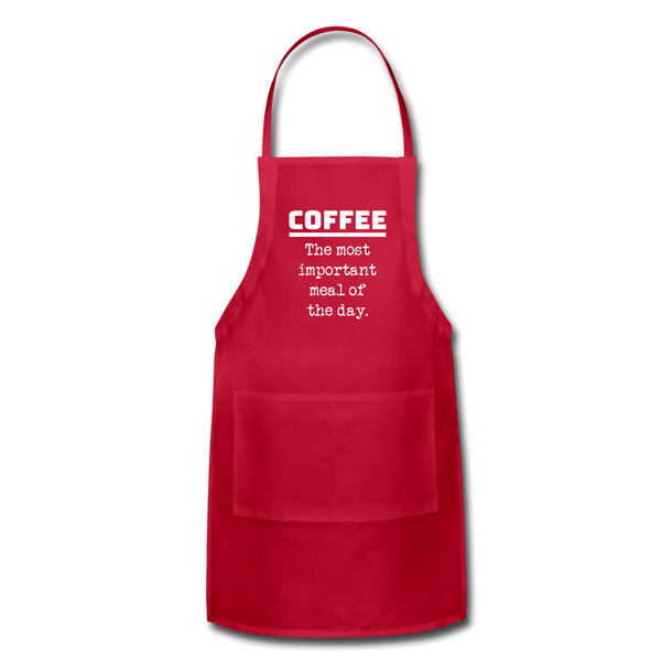 Coffee The Most Important Meal of the Day Funny Adjustable Apron - red