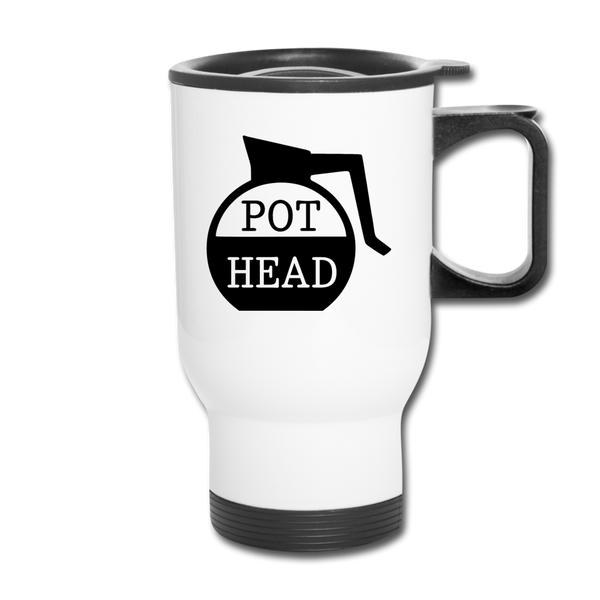 Pot Head Funny Coffee Travel Mug - white