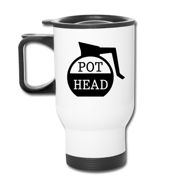 Pot Head Funny Coffee Travel Mug - white