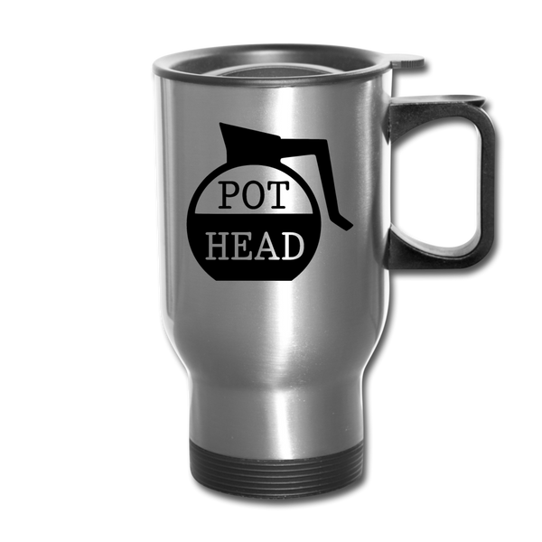 Pot Head Funny Coffee Travel Mug - silver