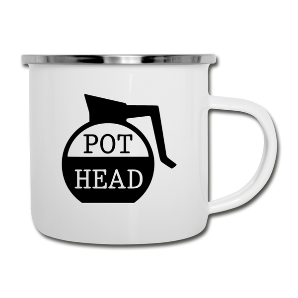 Pot Head Funny Coffee Camper Mug - white