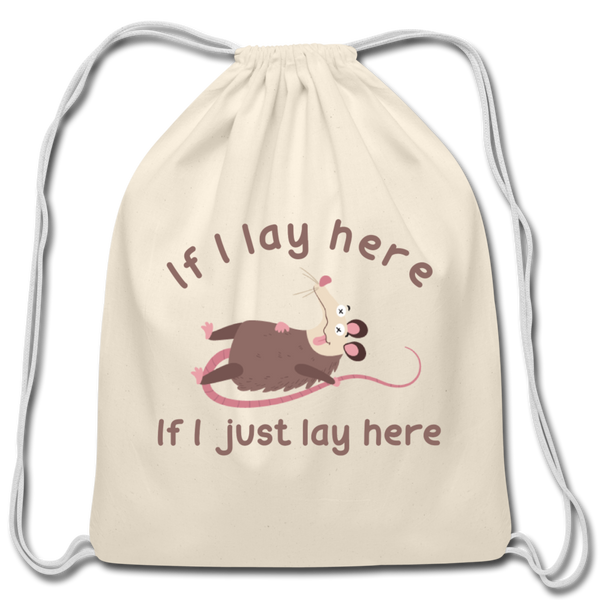 If I Lay Here If I Just Lay Here Opossum Cotton Drawstring Bag - natural