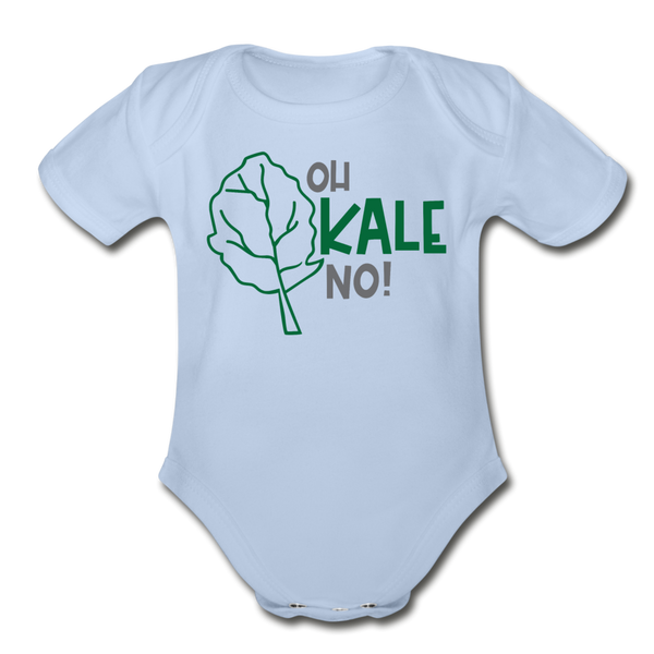 Oh Kale No! Funny Food Pun Organic Short Sleeve Baby Bodysuit - sky