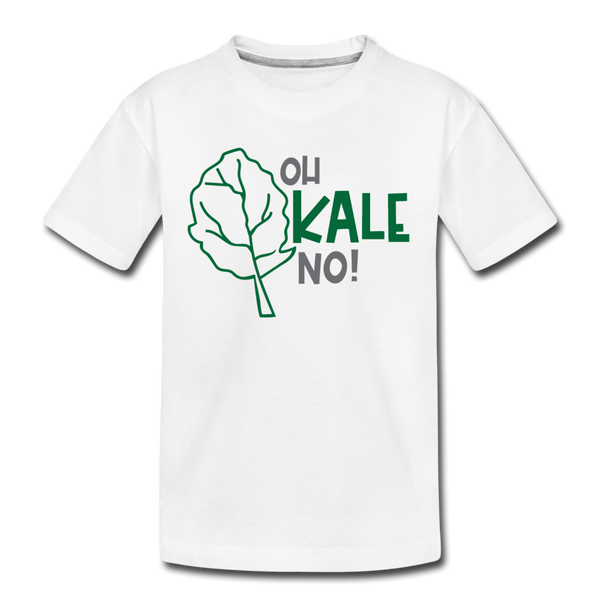Oh Kale No! Funny Food Pun Kids' Premium T-Shirt - white