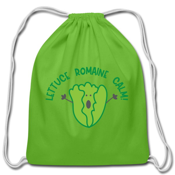 Lettuce Romaine Calm! Salad Food Pun Cotton Drawstring Bag - clover